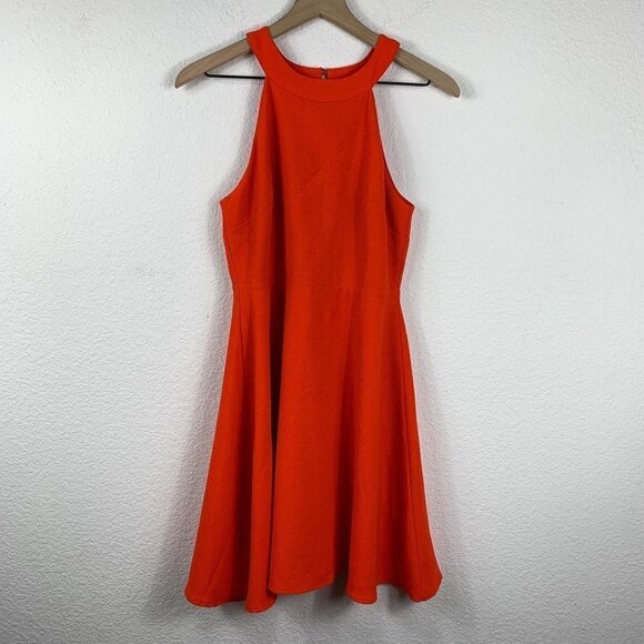 Anthropologie Maeve Orange Halter Fit & Flare Dress Size Small - Picture 4 of 7